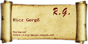 Ricz Gergő névjegykártya